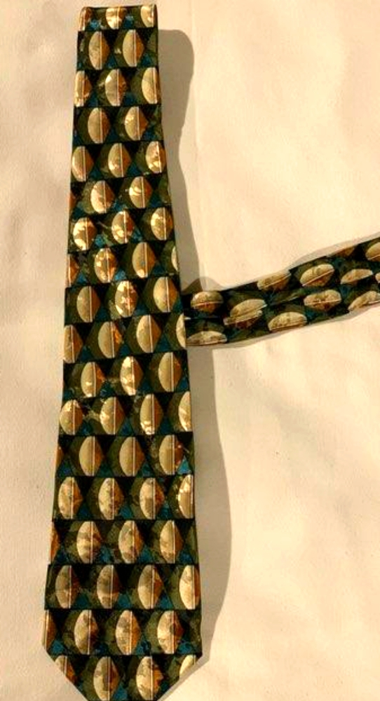 Men's green, tan and brown tie - Picture 1 of 2